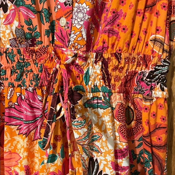 LOFT Patchwork Bloom Smocked Tie Waist Dress - Size S - Picture 9 of 15